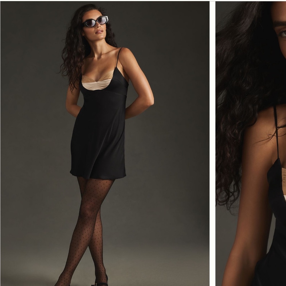 Anthropologie Colorblock Satin Slip Dress NWT